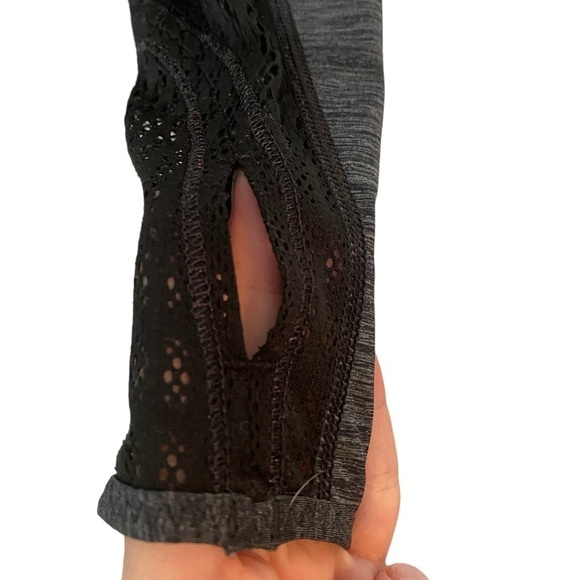 Lululemon Long-Sleeve Sun Top in Gray with Black Mesh Sz 6 - Picture 5 of 6